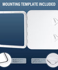 Heavy Duty ABS Marine Deck Hatch Built Tough For Weekend Warriors And Captain Crews Featuring Bullet Proof Rubber Weather Seal And Lockdown Recessed Handles Delivers In Pristine White with black rubber seal and lock latch handle.