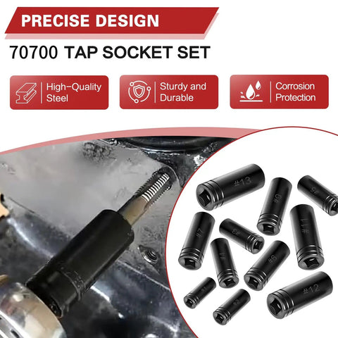 Magnetic Tap Socket Set, 11-Piece Pro Grade Magnetic Socket Adapters For Tap And Die Use with metric and standard tap fit.