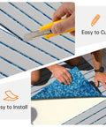 Self Adhesive EVA Foam Soft Foam Decking 6mm Grippy Non Slip Marine Decking With Teak Look Finish being cut and installed