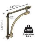Heckin Heavy Duty Cast Iron Shelf Brackets, 2 Pack Antique Gold Wall Mounts, 9.33 inches with weight capacity of 2.40 lb.