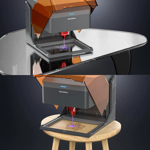 2.5W Laser Engraver Portable Cutter With Acrylic Enclosure, 100x100mm Engraving Area on glass and wooden tables.