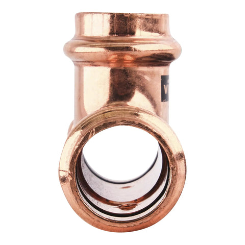 Front view of ProPress Zero Lead Copper Tee Three Quarter Inch P X P X P Ten Pack For Fast Wet Connections And Watertight Seals