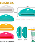 Multicolor Four Pack Toothpaste Squeezers Hanging Tube Squeezer Tool Tubular Paste Dispenser for Tubes under 2.5 inch wide