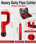Heavy Duty Pipe Cutter Set For Plumbing Maintenance Multi Material Compatible Copper Aluminum Stainless PVC PPR Pipes Fits Up To 50mm Outer Diameter And 2.5mm Wall Mini Cutter Covers 3-22mm Six Bearing Rollers Sharp Blade For Easy Smooth Cuts, kit components