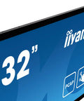 Built Different Open Frame Monitor Featuring 30 Point PCAP Touch Screen With Edge To Edge Glass, close-up of 32 inch display.