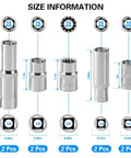 Size information of 10mm Impact Socket Set with 1/4 and 3/8 inch drives, 6-point and 12-point deep and shallow sockets, CR-V steel.