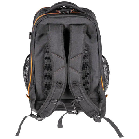 Back view of Workhorse 28 Pocket Laptop Tool Backpack For Tradesman Pro Extra Large Tech Gear With Molded Bottom And Built In Charging Port