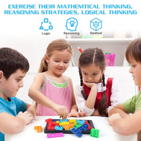 Kids engaging with the Slick Silicone Pop Puzzle Fidget Toy Buttery Smooth Push Pop Brain Teaser for logic and reasoning.
