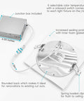 Back view of Ultra Thin 6 Inch Square LED Recessed Light Kit 4 Pack, detailing junction box and sealing features.