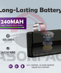 Detail view of 2 Pack Remote for LiftMaster 371LM and Chamberlain 950CD showing battery capacity, material, and durability features.