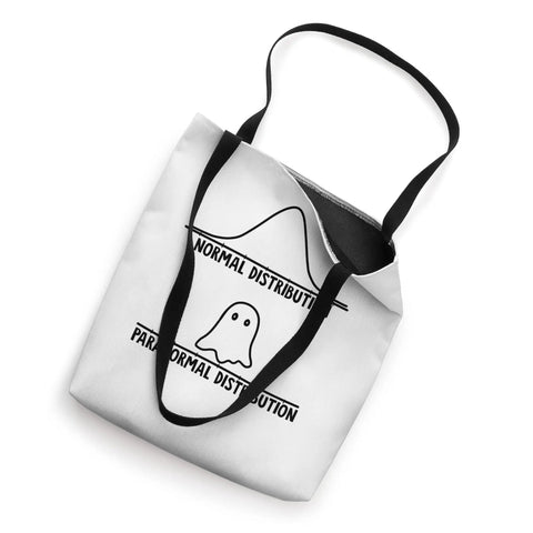Hella Funny Math And Statistics Ghost Print Canvas Tote Bag Featuring Normal Versus Paranormal Distribution Joke, 16x16 inch.