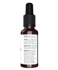 Back of one ounce bottle of Herbal Ear Oil Soothing Blend For Mild Ear Irritation And Discomfort That Cleanses And Moisturizes The Ear Canal