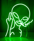 Green Alien LED Neon Sign Wall Decor For Bar Pub Man Cave Game Room Hip Hop Party And Bedroom Aesthetic Hangable Neon Light