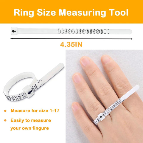 All In One Ring Sizer Kit With Belt And 12 Ring Size Guards For Loose Rings, easy home measuring tool on a finger