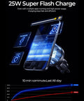 Image of 25W Super Flash Charge with Qi2.2 25W MagSafe Car Mount Charger With Cooling Fan And 95W Fast Adapter, smartphone graphics.
