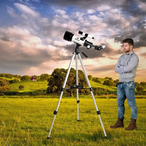 Beginner Friendly Astronomy Telescope With 70mm Aperture And 400mm Focal Length On An AZ Mount Refracting Scope outdoors
