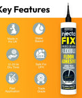 Extra Strength Floor And Tile Adhesive For Loose Or Hollow Tiles And Squeaky Wood Floors, All In One Repair Solution With A 5/64 Inch Stainless Steel Injection Tip And Anti Clog Cap, 10.1 Fl Oz, Delivers Quick No Brainer Fix product image with key features displayed.