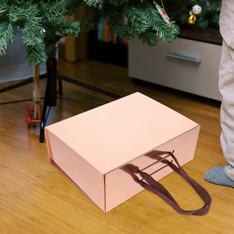 Dope Space Saving Foldable Gift Box For Clothes And Shoes With Adhesive Sticker Portable Flat Folding Design on wooden floor