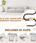 Heavy Duty Upholstery Stay Wire And Spring Repair Kit With 60 Feet Paper Wrapped Cord Plus 120 Solid Clips To Quick Fix Sagging Couches No Sweat, showing clips and wiring.