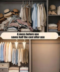 Slick V Shaped Double Sided Clothes Hanger With Twelve Hooks For Dig Free Closet Organization And Rotating Wardrobe Storage in organized closet.