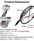 Heavy Duty Manganese Steel Drain Snake Auger Flexible Sewer Cleaning Tool That Bends Around Corners And Kicks Bad Clogs Straight Outta Your Pipes dimensions and specifications.