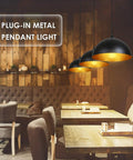 Dope Two Pack Metal Dome Pendant Lights With 15 Foot Plug In Cord And On Off Switch above rustic dining tables