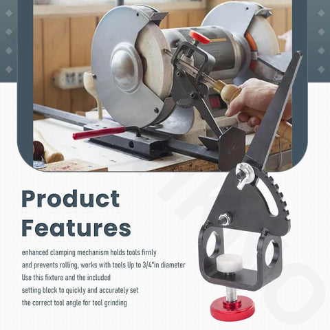 Attachment For Woodturning Tools That Fits Wolverine Grinding Jig, Vari-Grind Style Precision Clamp with tool in jig