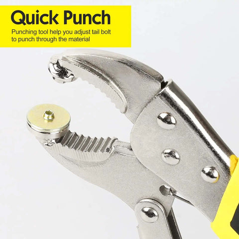 Close-up of Heavy Duty Snap Fastener Pliers Set with Quick Punch feature for metal snaps on heavy fabrics