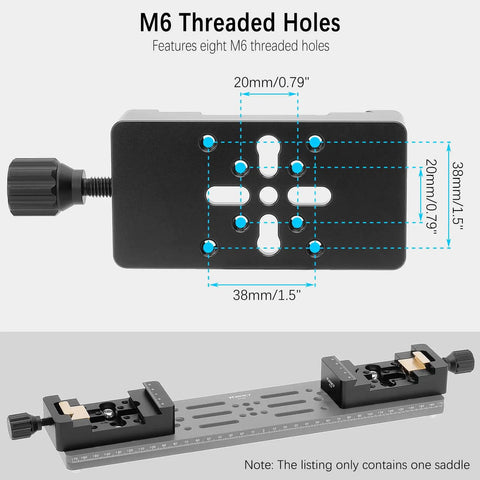 Top view of 2in1 Telescope Dovetail Saddle Clamp Mount Base For Losmandy And Vixen Style Plate Rail Bar With M6 threaded holes