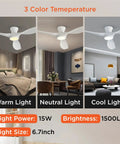 52 Inch Ceiling Fan With Lights Remote Control Modern Low Profile Design Quiet Reversible DC Motor For Bedroom Living Room And Patio perfect for summer comfort showing warm neutral cool light settings