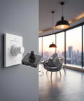 4 Position Rotary Fan And Light Wall Control With 3 Speed Settings And Off No Fuss, shown in a modern office environment.