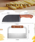 Front view of Patelai 2-piece crinkle cutter set with wooden-handled, stainless steel wavy blades.