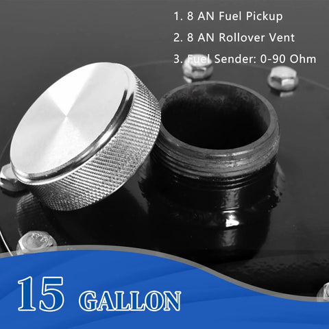 15 gallon aluminum fuel cell tank with 1.75 inch filler neck and level sensor for universal gas use in boats and cars