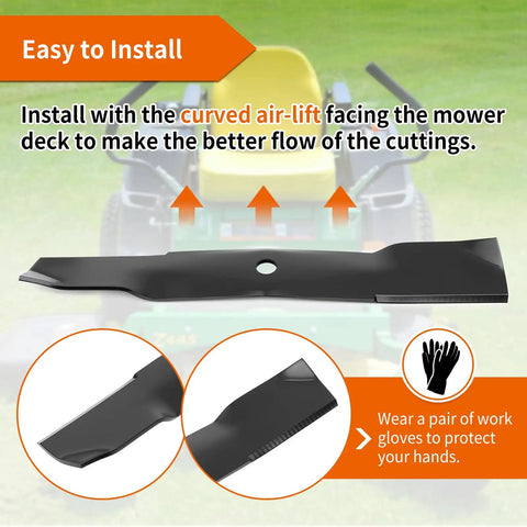 Mower Blades 19 Inch High Lift Replacement 3 Pack For John Deere 54 Inch Deck Models Z445 Z425 Z435 LX280 X340 X380 X710 X730 X734 UC22010