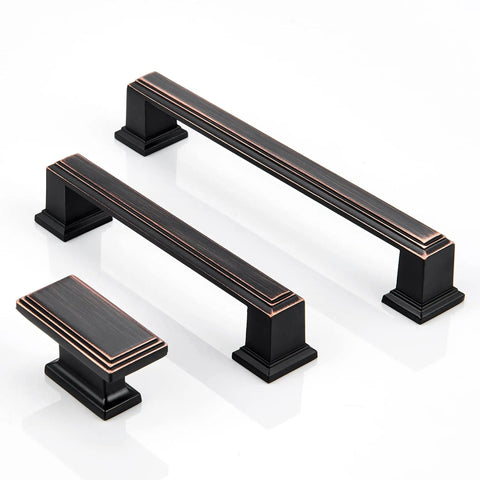 Built Tough Rectangular Cabinet Knobs Ten Pack Oil Rubbed Bronze Finish Heavy Duty Solid Metal Drawer Pulls For Kitchen Cabinets And Custom Storage Shelves