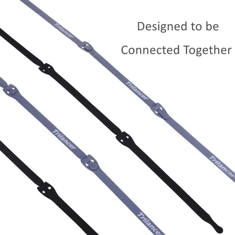 Reusable Cable Straps and Wire Ties Pack of 50, 8 Inch Adjustable Cord Fasteners, Black and Grey, shown connected end-to-end