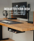 Under Desk Storage Shelf Mountable Add On For Tables And Office Desks Carbon Steel With Cable Management Tray Matte Black Finish