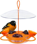 All In One Oriole Buffet Bird Feeder With Bee Guards And Removable Jelly Dishes Easy Cleaning Durable Orange Finish
