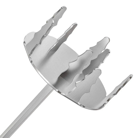 Hella Sharp Stainless Steel Meat Fork Pork Puller Tool With Upgraded Ultra Tough Tines For No Sweat Beef Chicken And Brisket Shredding Dishwasher Safe Barbecue Grill Essential close-up of sharp tines.
