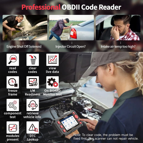 Mechanic using OBD2 Car Scanner NT604 Elite Easy To Use Out Of The Box ABS SRS And Transmission Diagnostic Tool on car engine