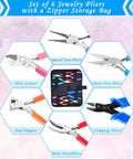 Beading And Jewelry Making Tools Kit 6 Piece Set With Needle Nose Pliers Round Nose Pliers Bent Nose Pliers Wire Cutters