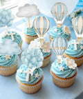 Totally Adorable Hot Air Balloon Cupcake Toppers for Baby Shower Party Decor Soft Pastel Balloons and Clouds Dessert Toppers Celebration Ready