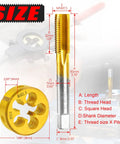 M14 X 1.5 Metric Tap And Die Set Right Hand With M2 HSS Tap And Round Die, Tap Length 95mm, Die OD 38mm, Size Details