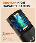 Heck Yeah Rechargeable Coffee Grinder With Blazing Fast Conical Ceramic Burr 38 Adjustable Grind Settings Heavy Duty Battery, showcasing 2000mAh battery inside.