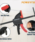 Sledge Through Long Boards With This 110 Inch Track Saw Guide Rail Set For Milwaukee Tools Featuring Dead On Accuracy Extruded Aluminum Bars And Quick Release Clamps, showcasing quick-release button and anti-slip pads.