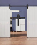 10 Ft Barn Door Hardware Kit For Double Doors Sliding Track System With Heavy Duty Black Steel Hangers Smooth Quiet Operation