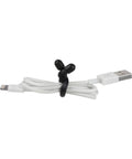 Gear Tie Reusable Rubber Twist Ties 8 Pack Assorted Colors securing USB cable with flexible grip and bendable wire.