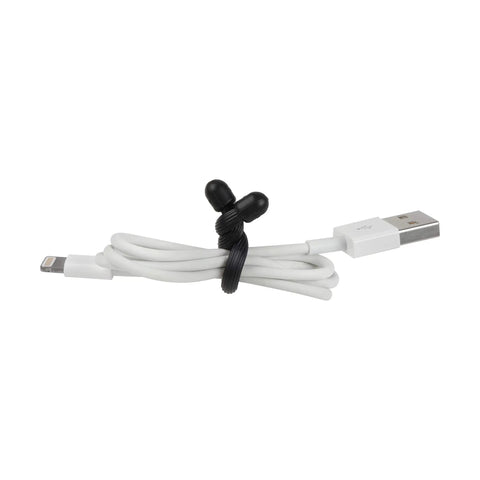Gear Tie Reusable Rubber Twist Ties 8 Pack Assorted Colors securing USB cable with flexible grip and bendable wire.