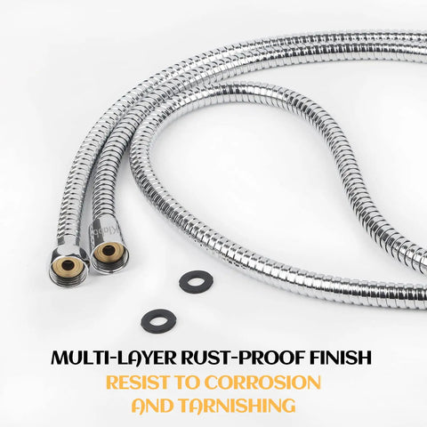 59 Inch Stainless Steel Handheld Shower Hose with Brass Connectors and G1/2 Fittings, Flexible 304 Stainless Steel Replacement Hose