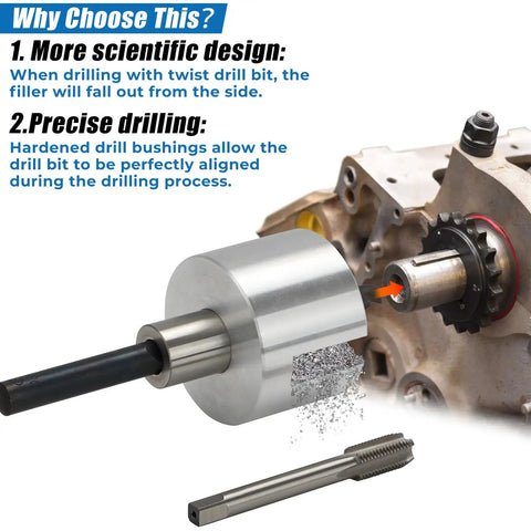 Crankshaft Drilling Pin Fixture Tool With Tap And Drill Bit For Chevy GMC Engines, showing precise balancer bolt alignment